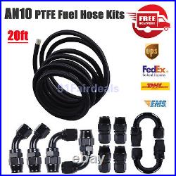 10AN 10 AN Nylon PTFE E85 Oil/Fuel Hose Brake Line Hose End Fittings Kit 20FT