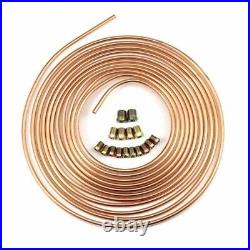 25 Ft Roll Coil 1/4 Inch OD Copper Nickel Auto Brake Fuel Line Tube Tubing Kit