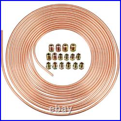3/16 OD 25ft Copper Nickel Car Brake Fuel Line Tubing +Piping Joint Union Kit