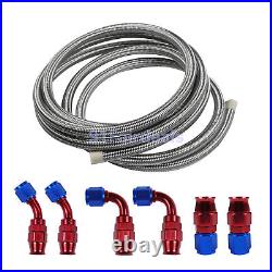 8/10/12AN Braided PTFE E85 Oil/Fuel Hose Line Brake Line Hose End Fittings Kit