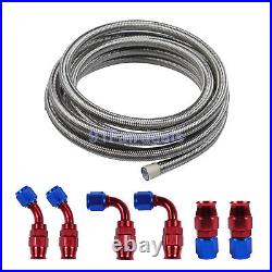 8/10/12AN Braided PTFE E85 Oil/Fuel Hose Line Brake Line Hose End Fittings Kit