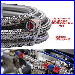 8/10/12AN Braided PTFE E85 Oil/Fuel Hose Line Brake Line Hose End Fittings Kit