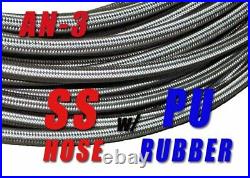 AN-3 AN3 3AN (1/8) Stainless Steel Braided Fuel Hose Oil Brake Line 16ft
