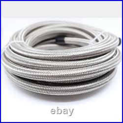 AN-3 AN3 3AN (1/8) Stainless Steel Braided Fuel Hose Oil Brake Line 25ft New+