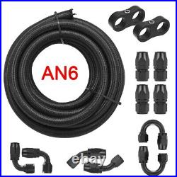 AN-6 3/8 Fitting Steel Nylon Braided Oil Fuel Gas Hose Line 20FT Kit