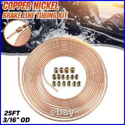Copper Nickel Car SUV Brake Fuel Line Tubing Kit 3/16 OD 25ft Rolls WithFittings#F